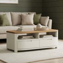 Bradwell Oak and Signal White Painted 4 Drawer Coffee Table