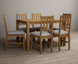 York 120cm Solid Oak Dining Table with 6 Charcoal Grey York Chairs
