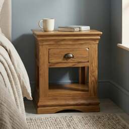 Burford Rustic Solid Oak 1 Drawer Bedside Table