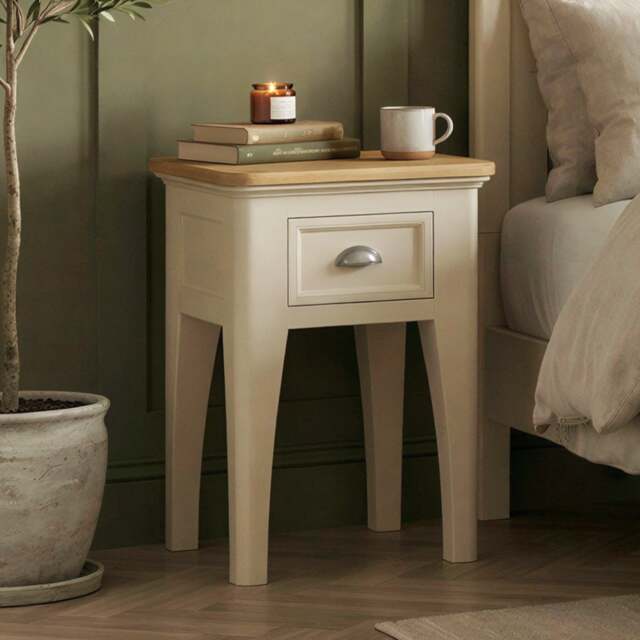 Madley Oak and Cream Painted 1 Drawer Bedside Table