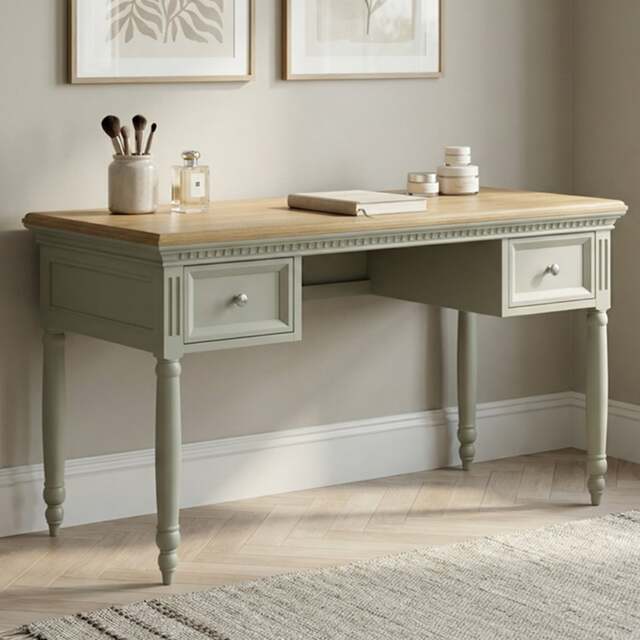 Francis Oak and Soft Green Painted Dressing Table