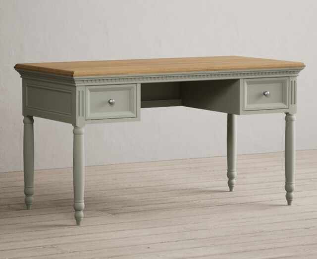 Francis Oak and Soft Green Painted Dressing Table