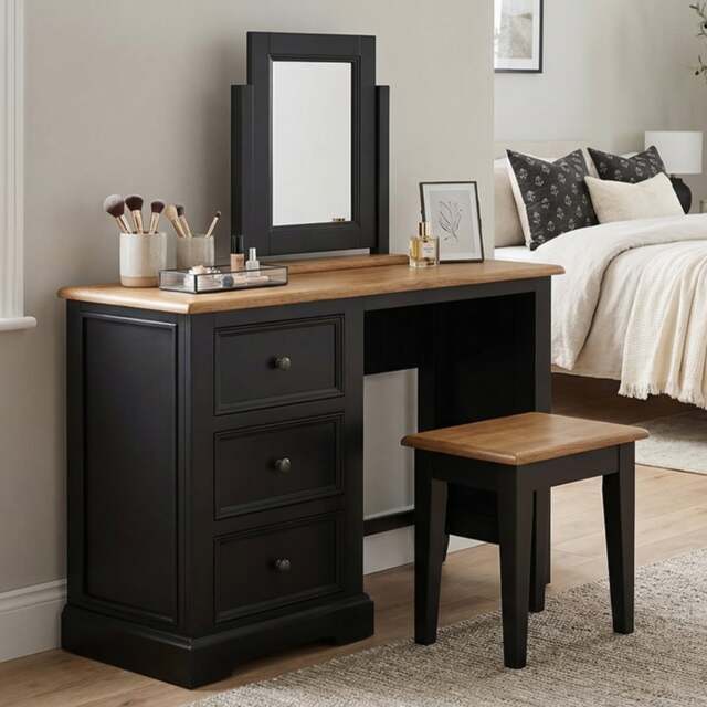 Charlton Oak and Black Painted Dressing Table Set