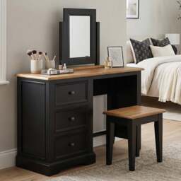 Charlton Oak and Black Painted Dressing Table Set
