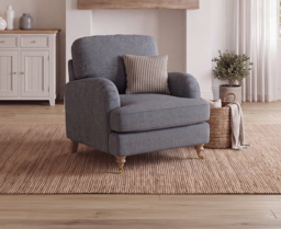 Chilworth Navy Fabric Armchair with Navy Cushion