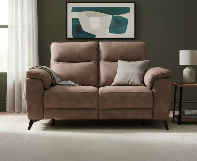 Sinclair Earth Brown Fabric 2 Seater Recliner Sofa