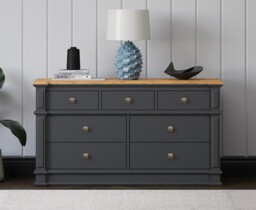 Lawson Oak and Charcoal Grey Painted Wide Chest Of Drawers