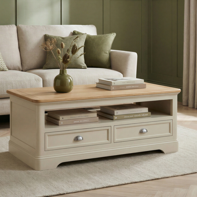 Madley Oak and Cream Painted 4 Drawer Coffee Table