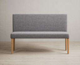 Lila Large Velvet Grey Bench with Back