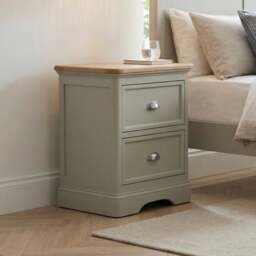 Brampton Soft Green Painted 2 Drawer Bedside Chest