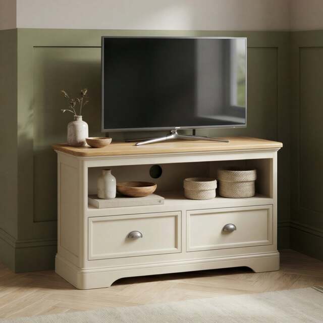 Madley Oak and Cream Painted Corner TV Cabinet
