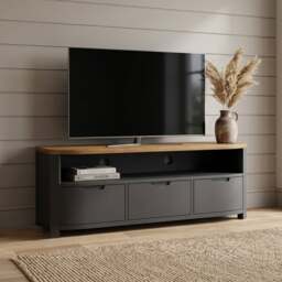 Bradwell Oak and Charcoal Painted Large TV Unit