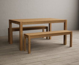 York 150cm Solid Oak Dining Table and 150 Oak Benches
