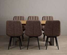 Parker 160cm Solid Oak Dining Table with 6 Brown Larson Chairs