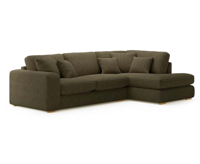 Milan Moss Green Fabric Right Hand Facing Chaise Sofa