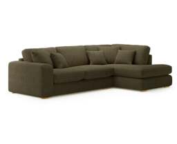 Milan Moss Green Fabric Right Hand Facing Chaise Sofa