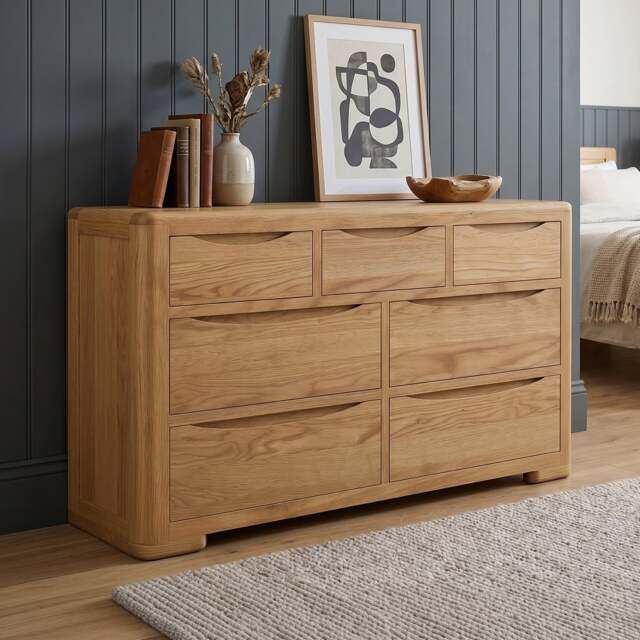 Harper Solid Oak Wide Chest Of Drawers