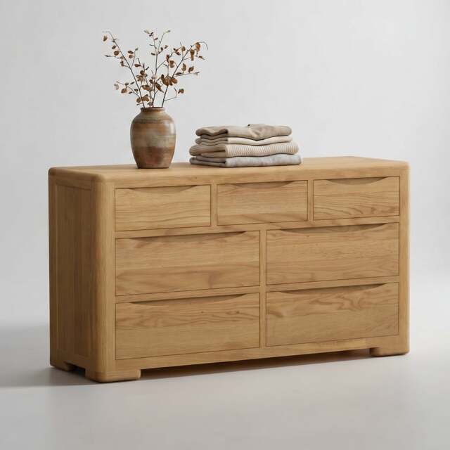 Harper Solid Oak Wide Chest Of Drawers