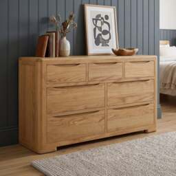 Harper Solid Oak Wide Chest Of Drawers