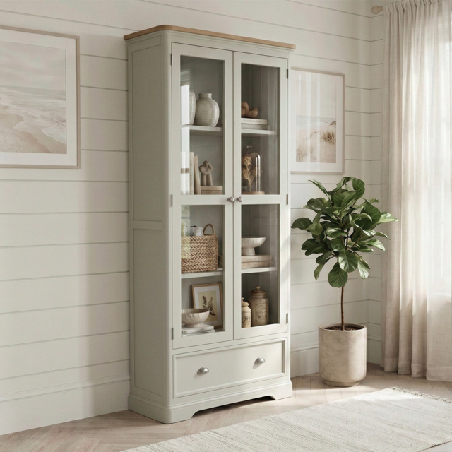 Brampton Soft Green Painted Glazed Display Cabinet