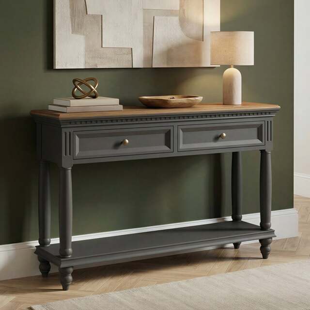 Francis Oak and Charcoal Grey Painted Console Table