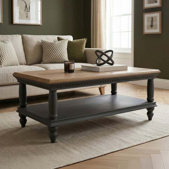 Francis Oak and Charcoal Grey Painted Petite Coffee Table