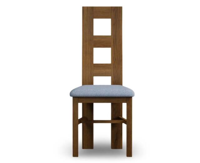 Rustic Solid Oak Blue Set of 2 Fabric Dining Chairs