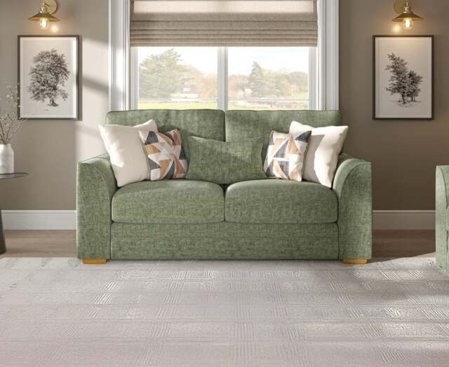 Jasper Hunter Green Chenille Fabric 2 Seater Sofa