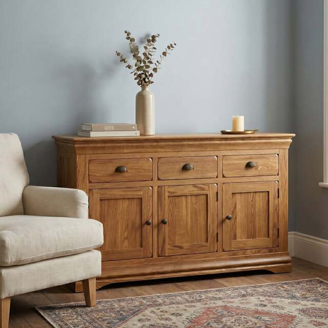Burford Rustic Solid Oak Large Sideboard