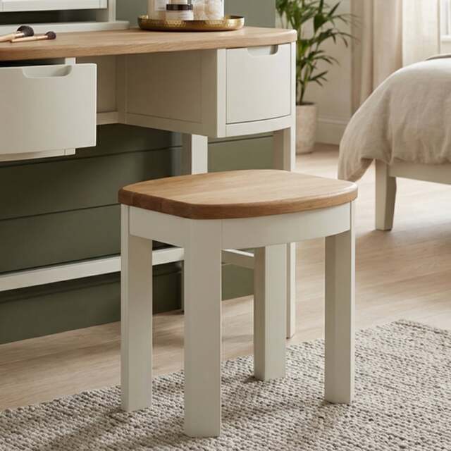 Bradwell Oak and Signal White Painted Dressing Stool