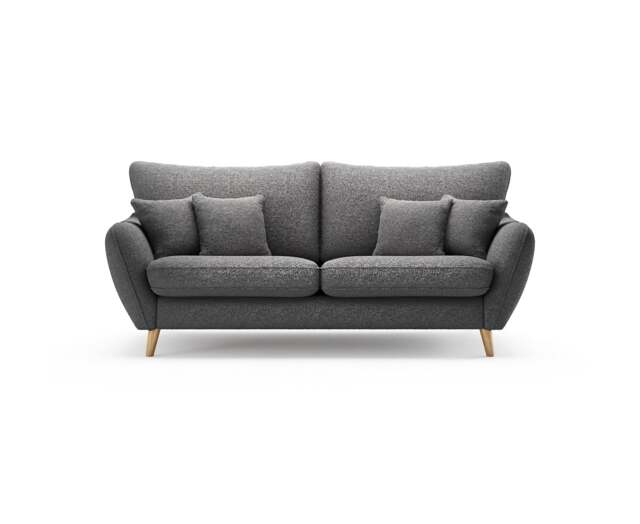 Palma Charcoal Chenille Fabric 3 Seater Sofa