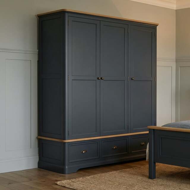 Bridstow Oak and Blue Painted Triple Wardrobe