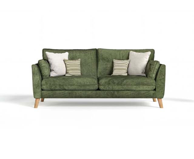 Palermo Olive Green Chenille Fabric 3 Seater Sofa
