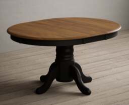 Extending Hertford 100cm - 130cm Oak and Black Painted Pedestal Dining Table