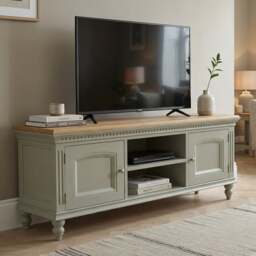 Francis Oak and Soft Green Painted Large TV Cabinet