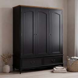 Chateau Noir Oak and Black Painted Triple Wardrobe