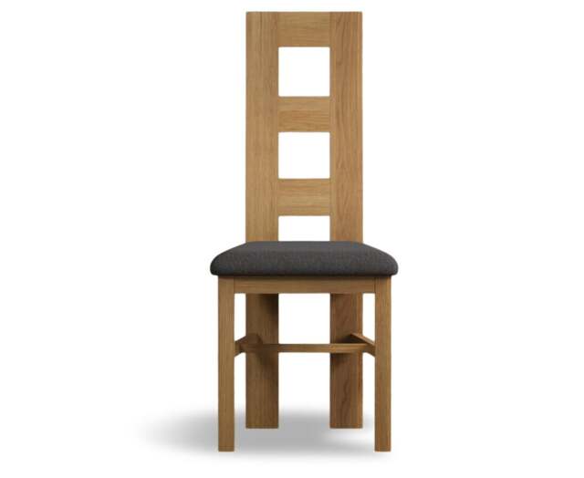 Natural Charcoal Grey Set of 2 Fabric Dining Chairs