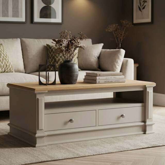 Lawson Oak and Soft White Painted Coffee Table