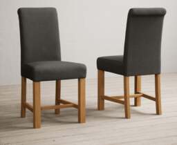Extending York 70cm Solid Oak Drop Leaf Dining Table with 2 Charcoal Grey Braced Chairs