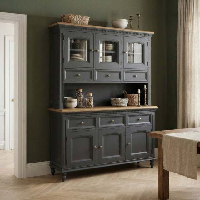 Francis Oak and Charcoal Grey Painted Large Dresser