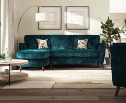 Naples Teal Velvet Left Hand Facing Chaise Sofa