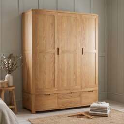 Somerton Curved Solid Oak Triple Wardrobe