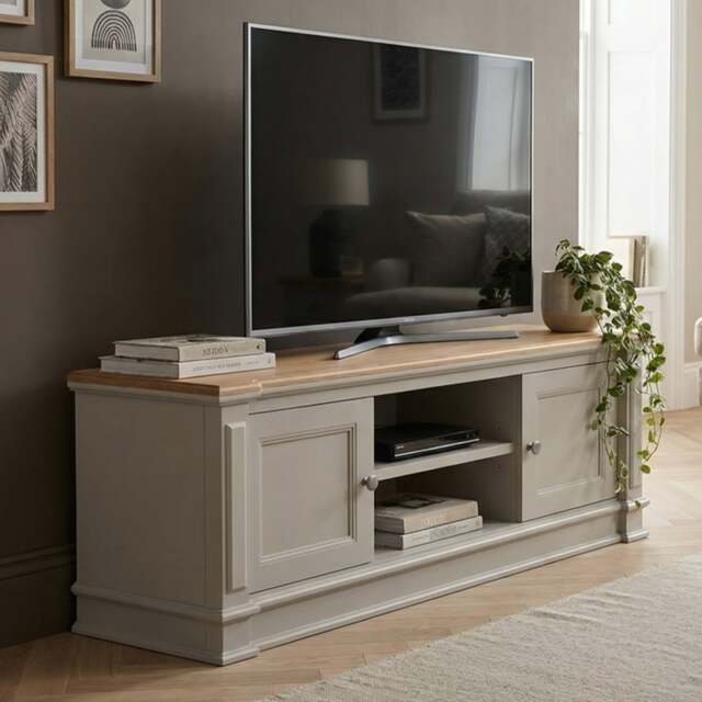 Lawson Oak and Soft White Painted Large TV Cabinet