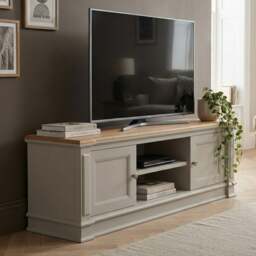 Lawson Oak and Soft White Painted Large TV Cabinet