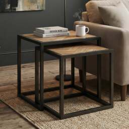 Herringbone Solid Oak Nest of Tables