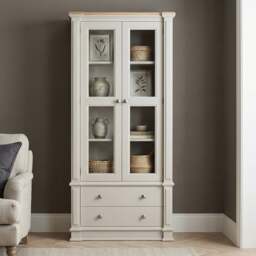 Lawson Oak and Soft White Painted Glazed Display Cabinet