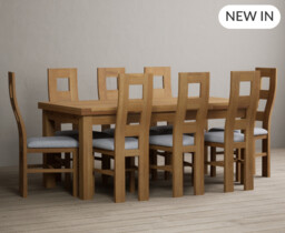 Extending Buxton 180cm Solid Oak Dining Table with 6 Blue Natural Chairs