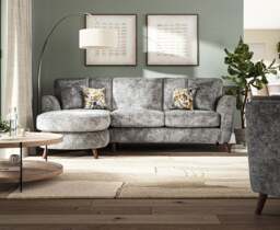 Naples Grey Velvet Left Hand Facing Chaise Sofa