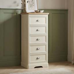 Madley Oak and Cream Painted 5 Drawer Tallboy