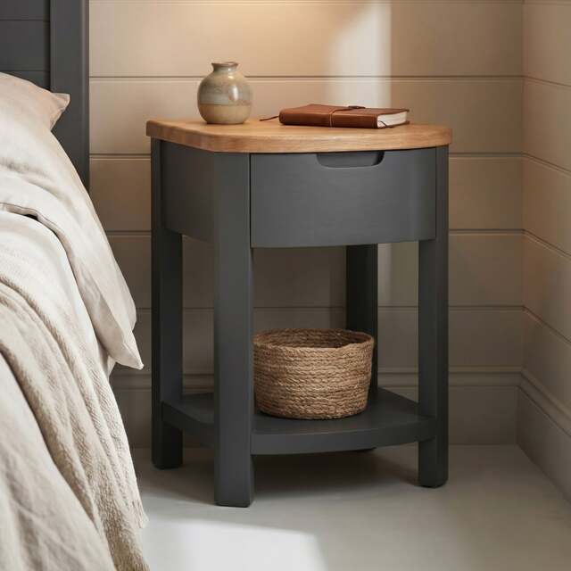 Bradwell Oak and Charcoal Painted 1 Drawer Bedside Chest
